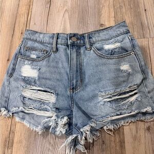 Altar'd State Light Blue Distressed Jean Shorts